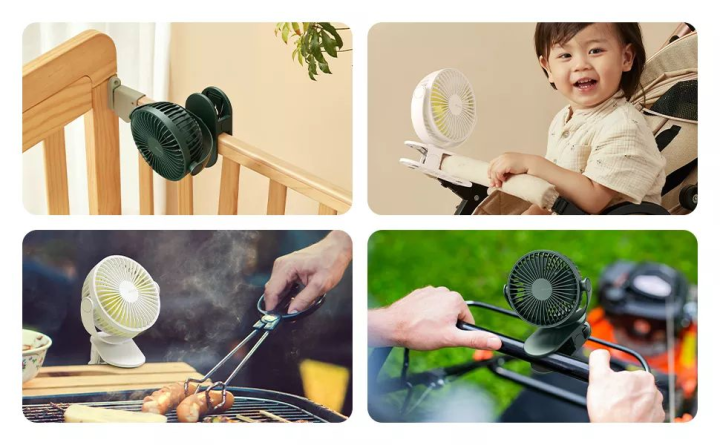 JISULIFE%20Portable%20Clip%20Fan%20Stroller%20Fans%20USB%20Rechargeable%20With%204000mAh%20Battery%20-%20Image%202