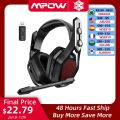 Mpow Iron Pro Wireless Gaming Headset USB/3.5mm Headphone with Noise Canceling Mic 3D Surround 20h Playback for PS5 PS4 PC Gamer. 