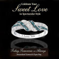 Women Shining Rhinestone Inlaid I Love You Letters Wedding Ring Jewelry Gift.