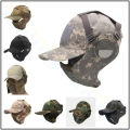 Tactical Airsoft Mask Half Face Strike Metal Mesh Protective Skull Mask & Cap Ear protection Hunting Accessories. 