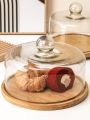 Birthday Cake Tray Wooden Display Stand Rotating Transparent Cake Cover with Lid Glass Cover Trial Dessert Dessert Plate. 