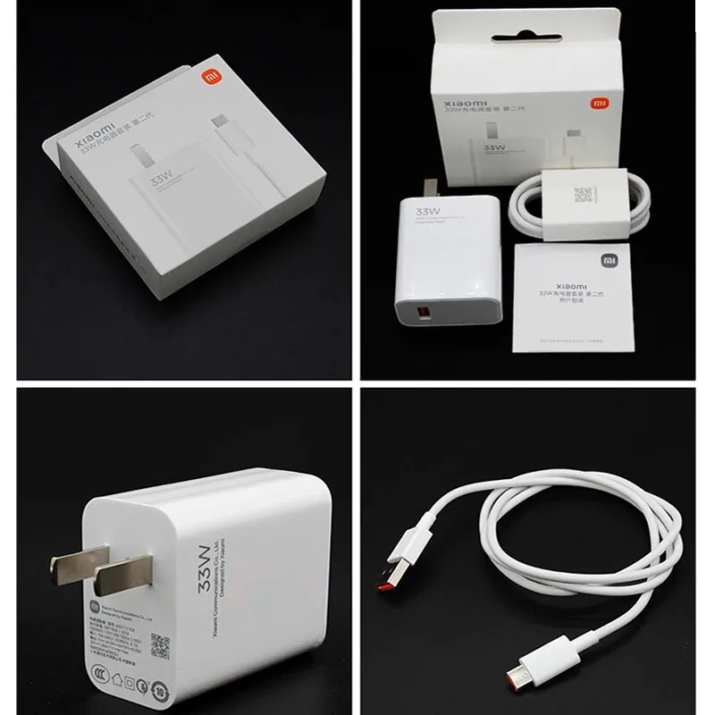 33W Charger Xiaomi Original Turbo Charge EU US Cargador Usb Type C