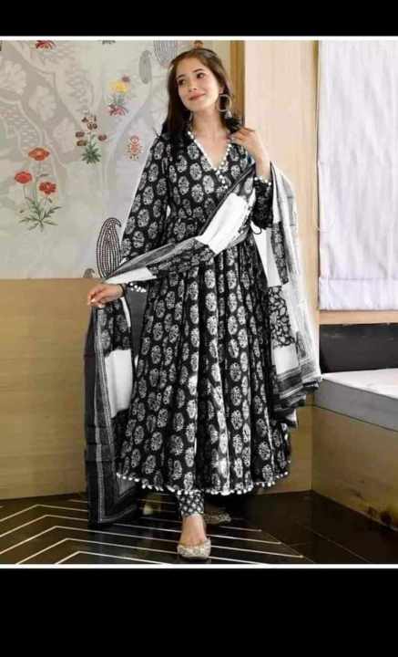 Readymade%20Stylish%20Ladies%20Dilruba%20Gown%20Set%20Arbit%20Fabric%20ambush%20print%20Blue%20color%20Kurti%20for%20women%20-%20Image%202