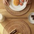 3X Rattan Woven Placemats Oval Round Table Mats Non Slip Heat Resistant Place Mat Natural Multipurpose Placemat 30X40cm. 