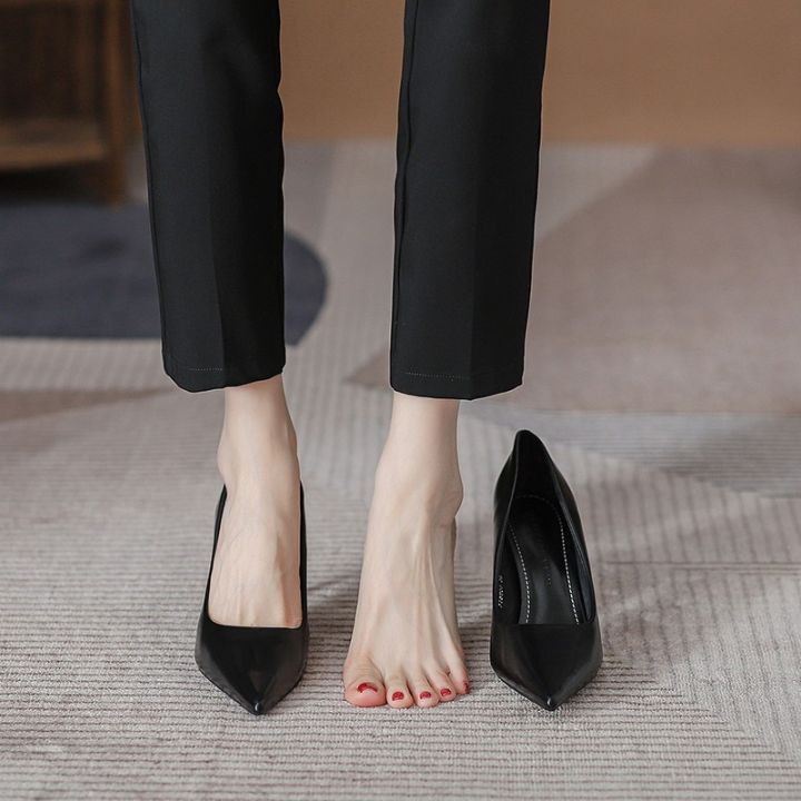 Leather Ceremonial High Heels Women's Soft Bottom Long Standing