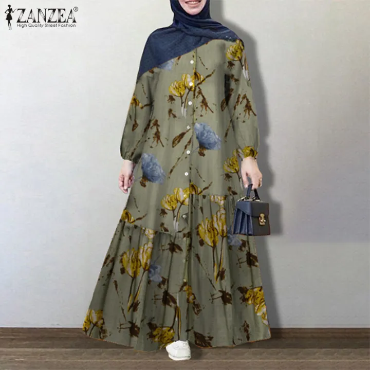 ZANZEA%20Muslimah%20Women%20Muslim%20Kaftan%20Arab%20Button%20Full%20Length%20Loose%20Basic%20Maxi%20Shirt%20Dress%20-%20Image%202