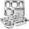 Stainless Steel Divided Dinner Plate Sets 5 Compartments Plate. 