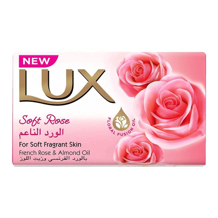 International UAE Product Lux Soft Rose For Soft fragrant Skin French rose & Almond Oil Soap 170 Gm