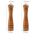 Credeae Classical Oak Wood Pepper Spice Mill Grinder Set Handheld Seasoning Mills Grinder Ceramic Grinding Core BBQ Tools Set-2 pcs 10 inch. 