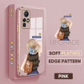 Jizetin (Free Lanyard) for Infinix Zero X / Zero X Pro Back Cover Girl In Hat Luxury 6D Plating Case Side Pattern Soft Silicone Square Mobile Phone Cases. 
