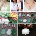 Organic Glass Popular Red Rope Beaded Pendant Wholesale Price All-Match Multiple Necklace Imitation Stone Mala Stall Temple Exhibition Hot Selling Jewelry Accessories Birthday Wedding Engagement Bridal Party Unique Gift Item for Ladies/Gents Green Color.