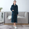 Winter Flannel Couple Nightgown Women's Lengthen and Thicken Red Wedding Bathrobe Fleece-Lined Men's Winter Pajamas Robe. 