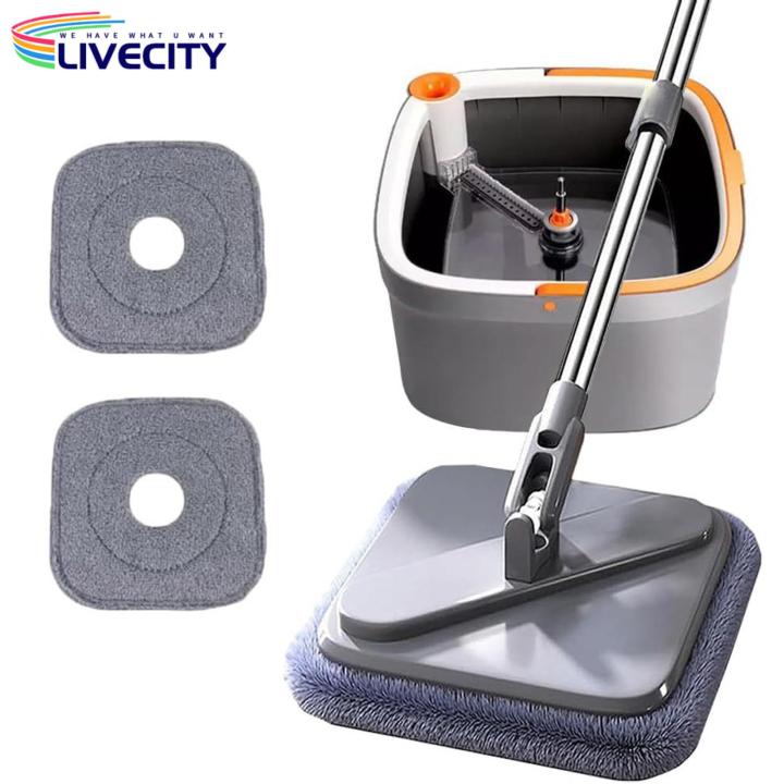 Square Mop Head 360 Degree Rotatable Self Wash Spin Mop with Bucket Wet/dry Dual-use Mops for Clean/dirty Water Separation System Adjustable Handle Buyers' Choice Corner Cleaning Mop