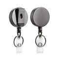 2 Pack Heavy Duty Retractable Badge Holder Reel,Metal ID Badge Holder with Belt Clip Key Ring for Name Card Keychain Black - Black. 