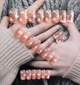 Nusx 24pcs Long Square French Manicure Fake Nails With Designs Bare Pink Gradient False Nails Clear Ballerina Natural Glue. 
