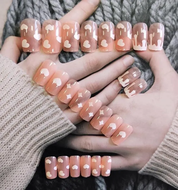 Nusx%2024pcs%20Long%20Square%20French%20Manicure%20Fake%20Nails%20With%20Designs%20Bare%20Pink%20Gradient%20False%20Nails%20Clear%20Ballerina%20Natural%20Glue%20-%20Image%202
