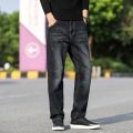 Men Jeans Black Classic Relaxed Fit Denim Spijkerbroeken Heren Pants Biker Stretch Moda Masculina Trousers Baggy Men'S. 
