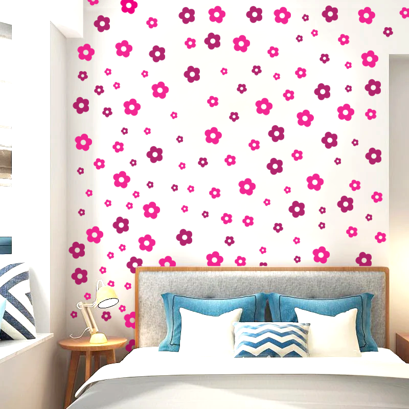 Set of 66 Flower Wall Stickers Home Decorating Sticker for Living Room Bedroom Drawing room