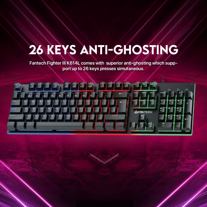 Fantech%20K614L%20Fighter%20III%20RGB%20Membrane%20Gaming%20Keyboards%2026%20Keys%20&%20Anti-ghosting%20104%20Keys%20For%20Gaming%20Game%20-%20Image%205