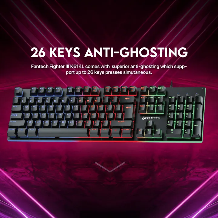 Fantech%20K614L%20Fighter%20III%20RGB%20Membrane%20Gaming%20Keyboards%2026%20Keys%20&%20Anti-ghosting%20104%20Keys%20For%20Gaming%20Game%20-%20Image%204