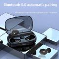 JS2 TWS Bluetooth 5.0 Wireless Earphone Waterproof Digital Display Stereo In-ear Earbuds Headset Bluetooth Earphones with Mic.
