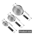 3pcs Stainless Steel Fine Mesh Strainer Colander Spoon Frying Scoop Kitchen Utensil. 