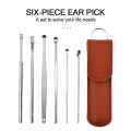 6 Pcs Premium Stainless Steel Ear Cleaning kit, Ear Curette Ear Cleaner Tools for Children and Adult Earwax Removal Kit Cleaning Kit with Portable Bag Best Gadgets. 