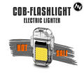 Mini COB Light Electric Torch Flashlight Waterproof Lighter Plasma Dual Arc Lighter USB Rechargeable Outdoor Camping Lighters. 