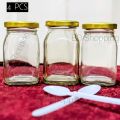 Full Airtight 250 ml. 04 Pcs Glass Jar for Kitchen & Dining. Glassware Food container with new steel cap..