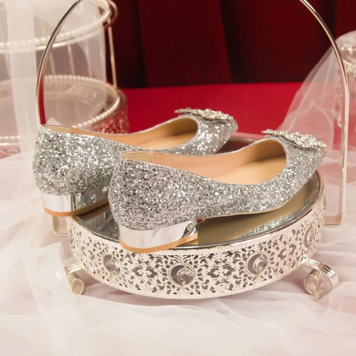 Wedding%20Shoes%20Women's%20Flat%20New%20Crystal%20Glitter%20Wedding%20Dress%20Xiuhe%20Bridesmaid%20Pregnant%20Women's%20Banquet%20Daily%20Wearable%20Crystal%20Shoes%20-%20Image%202