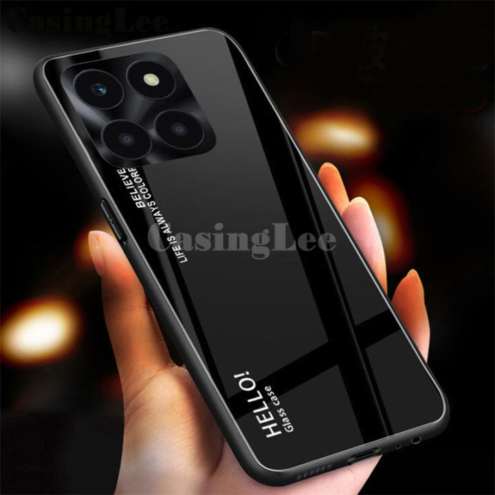 For Honor X6A case Gradient Mirror Tempered Glass Protector Hard Cover For Honor X6A Back Cover Phone Cases