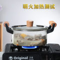 High Temperature Resistant Transparent Lid With Wooden Handle Stock Pot With Large Capacity Open Flame Heating Glass Double Ear. 