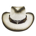 【Hot item】 Fashion Men Women Retro Western Cowboy Riding Hat Leather Wide Brim Cap Hat Straw Sun #R10. 