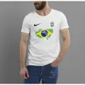 Half Sleeve Round Neck Comfortable Jersey Fabrics Tshirt With Brazilian Football Logo & Flag.