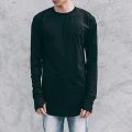 Men's Thumb Hole Tshirt Solid Color Streetwear Men Long Sleeve T-shirt Casual Round Neck Male Tops Funny Curve Hem T Shirt Cloth. 
