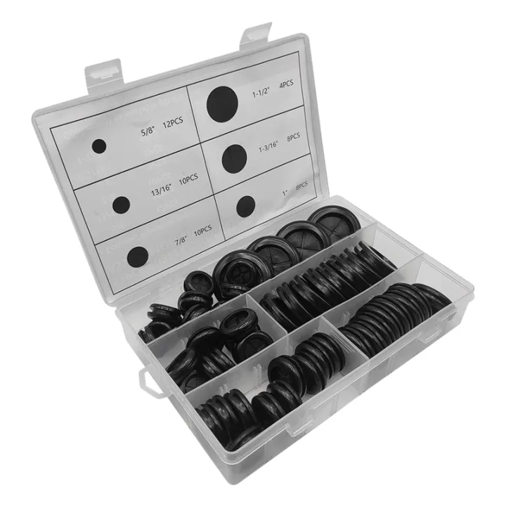 52Pcs%206%20Sizes%20Rubber%20Grommets%20for%20Wiring,Rubber%20Grommet%20Kit,Double%20Sided%20Round%20Rubber%20Plugs%20-%20Image%205