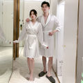 Couple Nightgown Women's Spring Autumn and Winter Ice Silk Bathrobe Middle Robe Men's Hotel Style Large Size Loose Home Wear. 