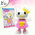 Battery Operated Hello Kitty Musical Dancing Kids Toy With 3D Flashing Lights For Infant Gift Set As Baby Toys.