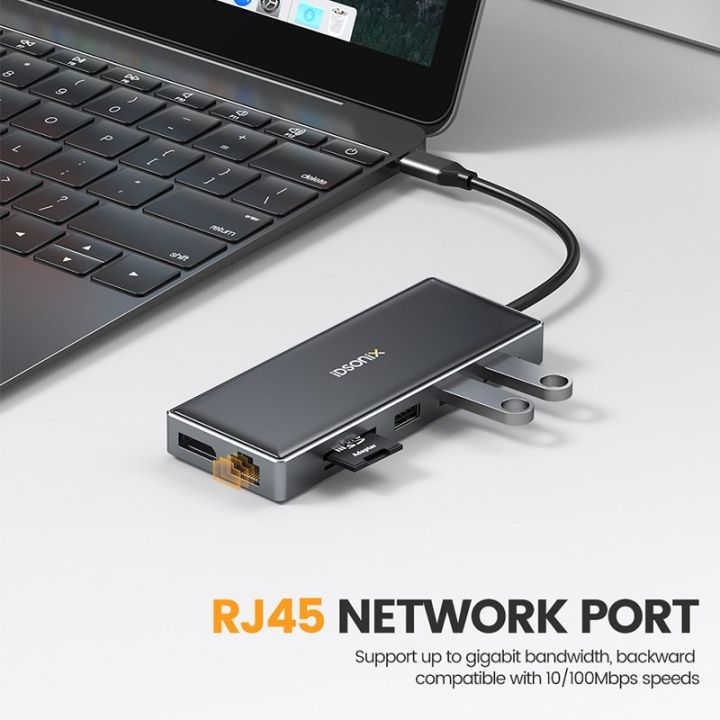iDsonix%20USB%20C%20HUB%20Multiport%20Adapter%20Triple%20Display%20with%20HDMI%204K%2060HZ%20PD%20100W%20RJ45%20SD/TF%20Type%20C%20Docking%20Station%20HUB%20for%20Laptop%20PC%20-%20Image%204