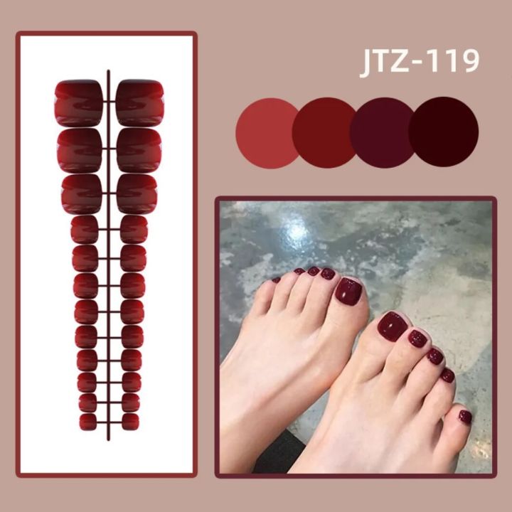 24P%20Acrylic%20Toenails%20Tips%20Bright%20Faced%20Press%20On%20Nails%20Art%20Removable%20Toenails%20With%20Glue%20Full%20Cover%20Artificial%20Toe%20False%20Nail%20-%20Image%202