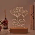 Custom Heart Shaped Balloon Night Light with Engraved Name or Message 3D Illusion Infinity Love Light For Couples Bedroom Deco. 