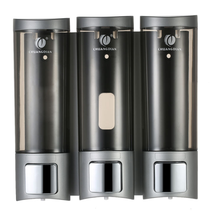 CHUANGDIAN%20Manual%20Soap%20Dispensers%20with%20Double%20Sided%20Foam%20Tape%20Wall-mounted%20Three%20Chamber%20Shampoo%20Box%20Shampoo%20Shower%20Gel%20Liquid%20Soap%20Dispensers%20Rest%20Room%20Washroom%20Toilet%20Soap%20Dispenser%20&%20Holder%20200ml*3%20-%20Image%202