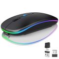 Rechargeable Slim Ergonomic RGB Light Mouse with 2.4G + Bluetooth and Silent Click Design.