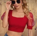 Cotton Crop Tops Short Body & Tissue Sleeve Blouse Best Qualityfull Good Stitching for Women. 