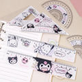 4Pcs/Set Sanrio Ruler Set Kuromi Acrylic Cute Cartoon Straight Ruler Triangle Ruler Student Stationery Gift. 