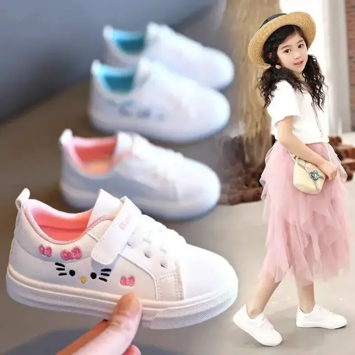 Girl's%20Shoes%20Fashion%20Small%20White%20Shoe%20Summer%20Lightweight%20Lace-up%20Cute%20Cat%20Pattern%20Skateboarding%20Sports%20Shoes%20Casual%20Kid%20Sneakers%20-%20Image%204
