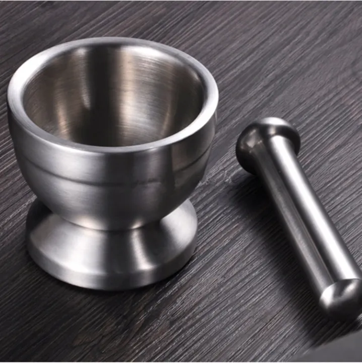 Ouioui Stainless Steel Mortar And Pestle Set – Crush Herbs, Spices, Pills & Make Pesto Easily!
