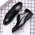British Business Pointed Men's Leather Shoes Casual Trend Men's Shoes Formal Lace-up Korean Style Men's Wedding Shoes.