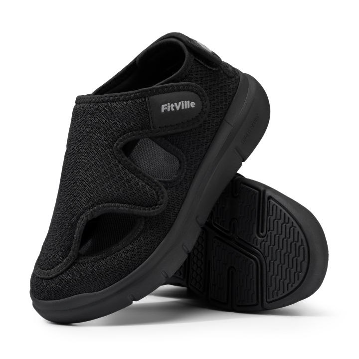 FitVille Men's Sandals Widened Diabetes Shoes Mens Summer Shoes Lightweight for Swollen Feet Plantar Fasciitis Relief Pain