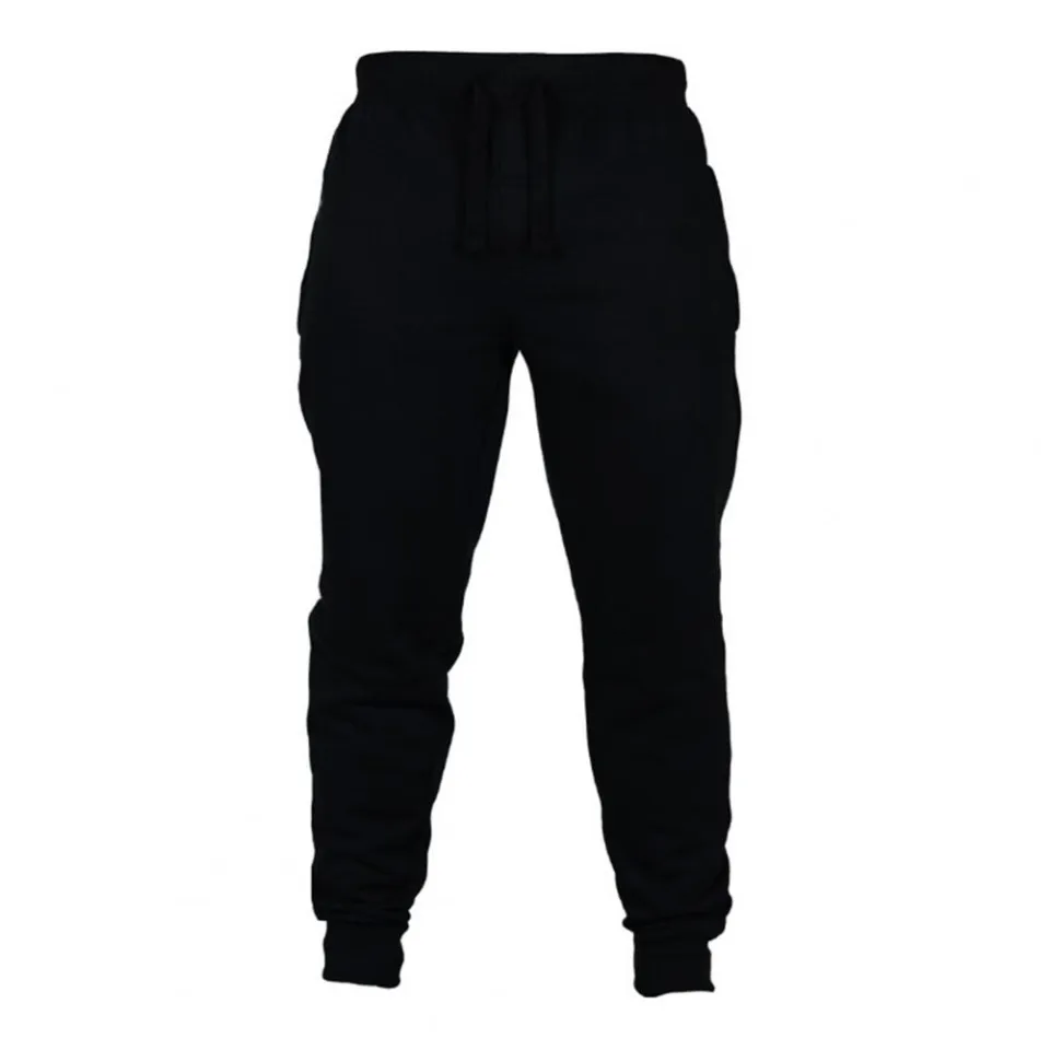 Men Jogger Solid Color Drawstring Plush Thick Warm Pants